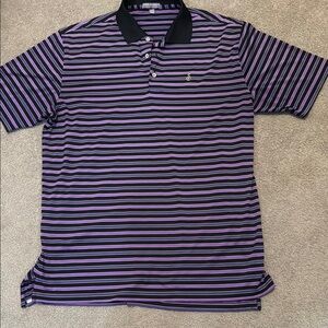 Peter Millar Black and Purple Striped Polo Shirt